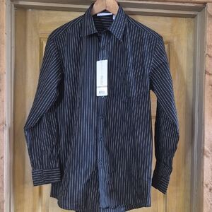 Uniform Works Size Small Long Sleeve Black With White Pinstripe Button Up Mens